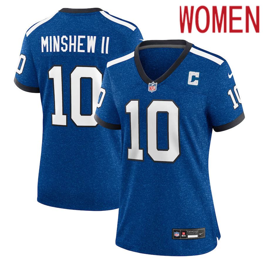 Women Indianapolis Colts #10 Gardner Minshew Nike Royal Indiana Nights Alternate Game NFL Jersey->women nfl jersey->Women Jersey